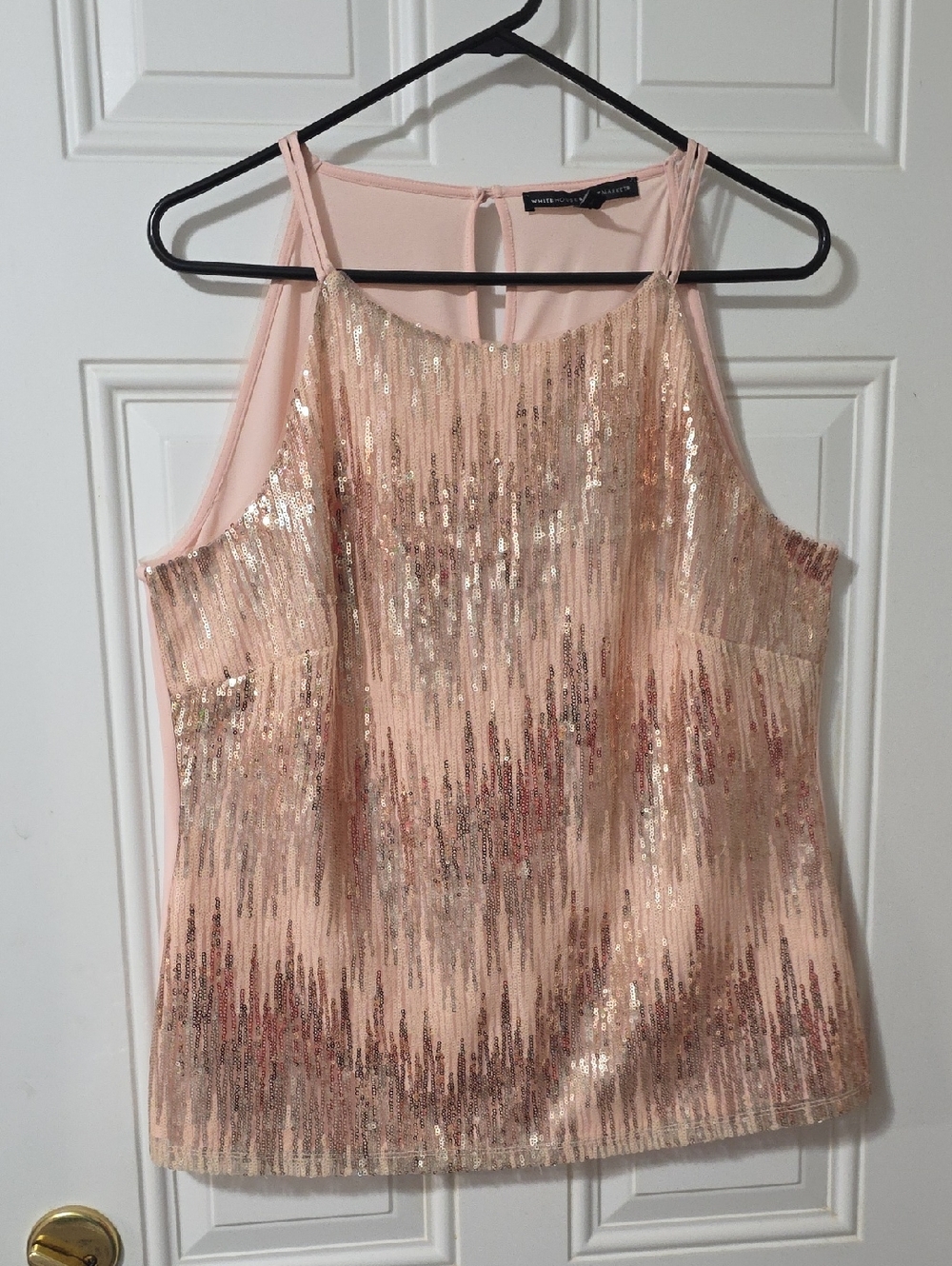 White House Black Market Pink Sequin Halter Camisole